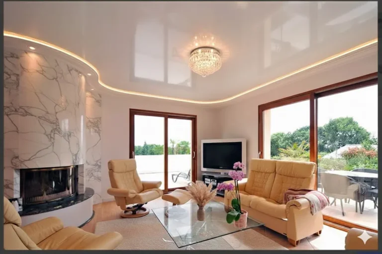 Приклад якісної натяжної стелі у вітальні - як обрати надійного виконавця в Україні